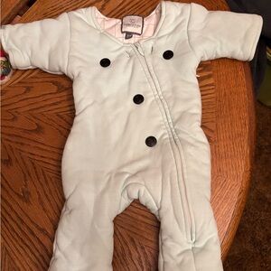 Mint Green Baby Footie with Black Buttons